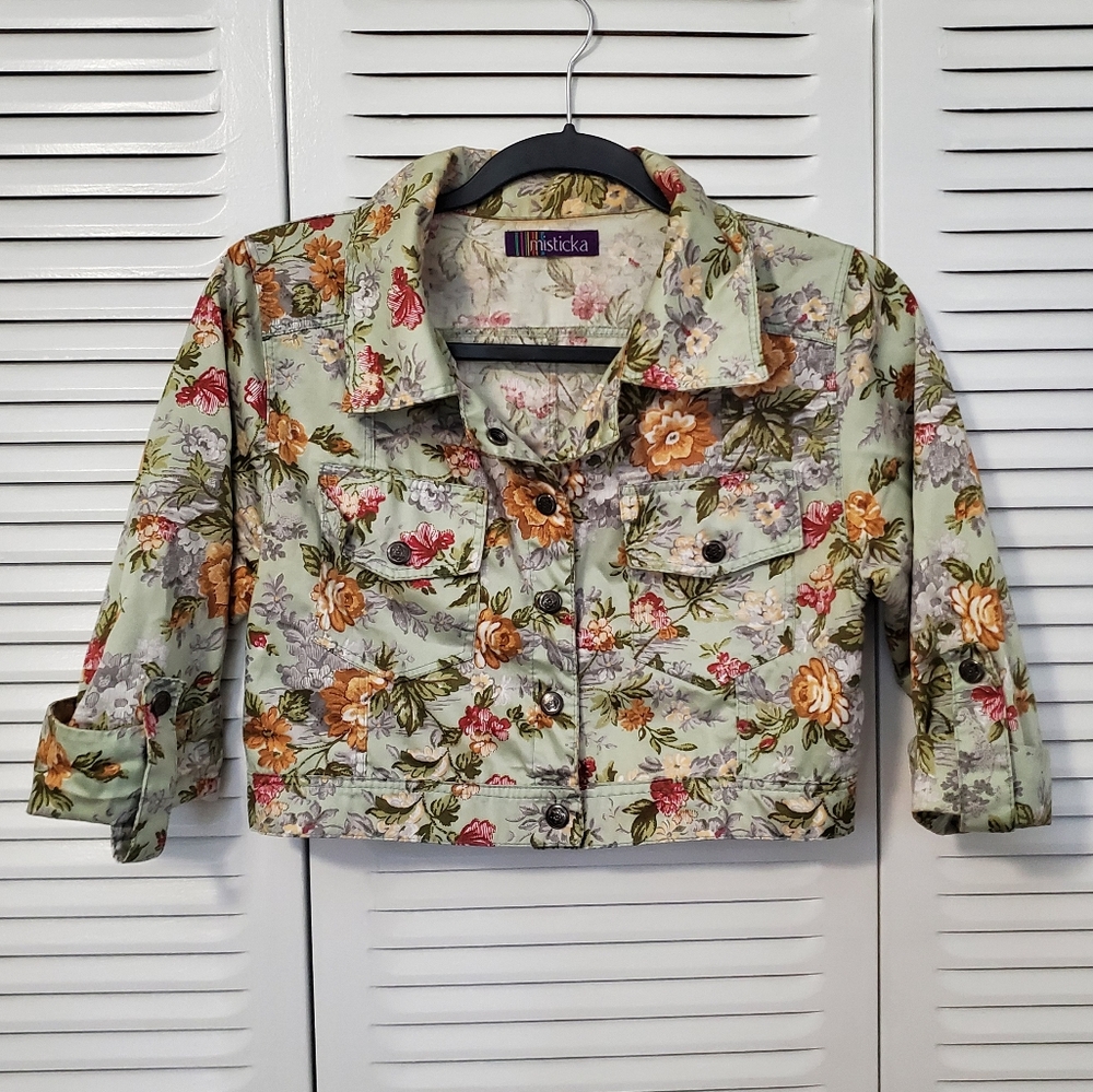 Misticka cropped floral jacket